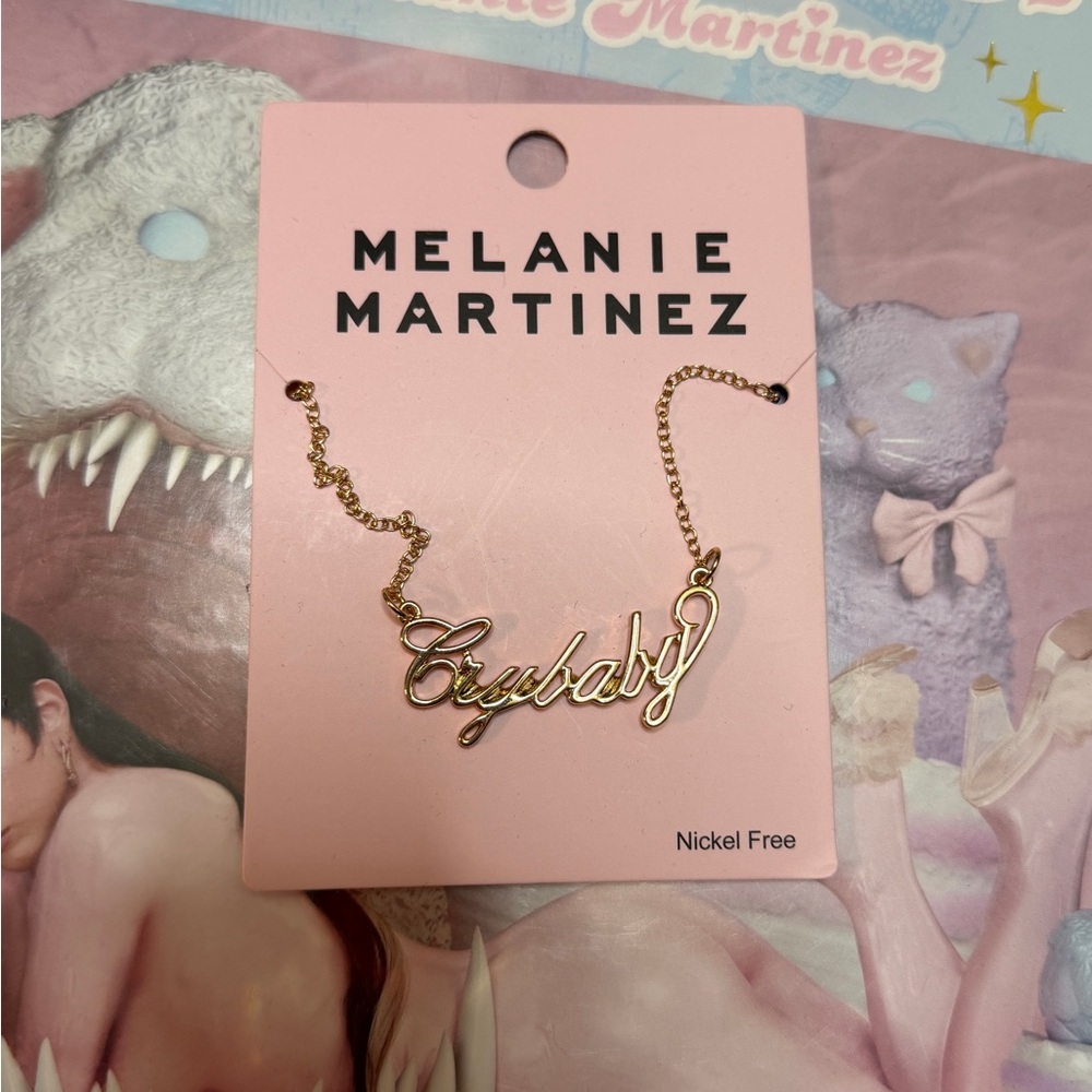 Gold Crybaby cursive Necklace